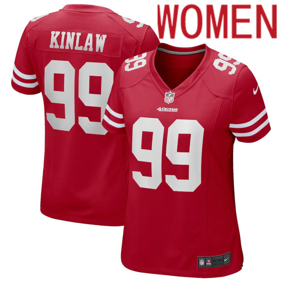 Cheap Women San Francisco 49ers 99 Javon Kinlaw Nike Scarlet Game NFL Jersey